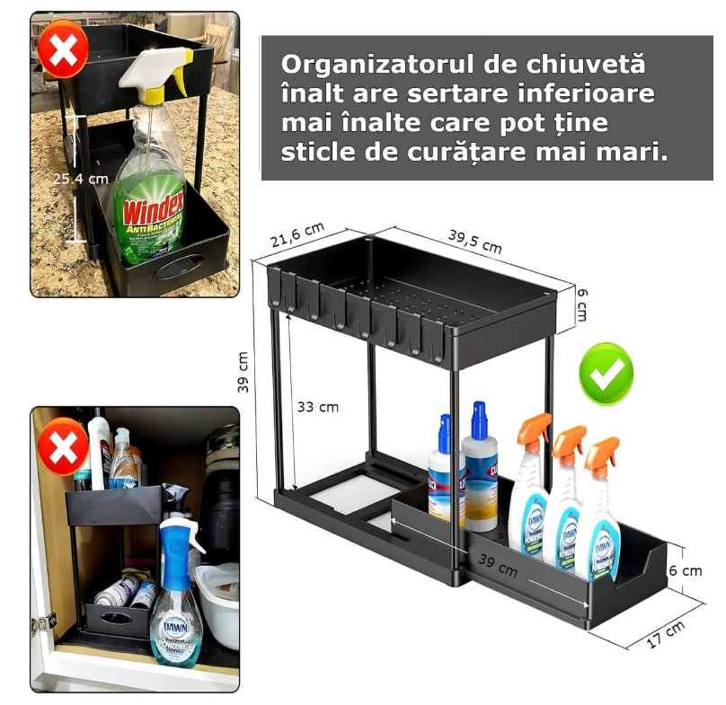 Organizator inteligent cu raft dublu reglabil